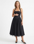 Robe Midi Femme Trapèze Dos Nu – Bustier Ajusté Coupe Évasée