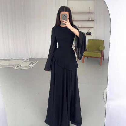 Robe Femme Col Rond Moulante Manches Longues – Tombé Fluide