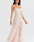 Robe longue à fines bretelles femme – coupe ajustée ourlet évasé