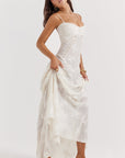 Robe longue à fines bretelles femme – coupe ajustée ourlet évasé