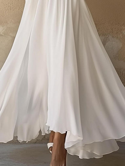 Robe longue manches longues femme – col V