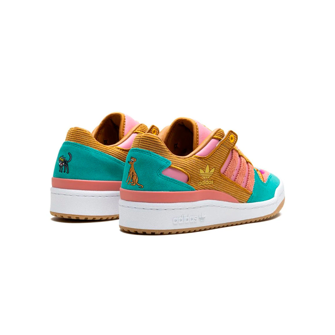 Adidas Forum Low Simpsons Living Room baskets basses homme et femme en cuir rose, détail semelle