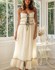 Robe Maxi Bohème Femme – Bretelles Fines Lacet Devant