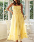 Robe Maxi Bohème Femme – Bretelles Fines Lacet Devant