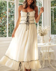 Robe Maxi Bohème Femme – Bretelles Fines Lacet Devant