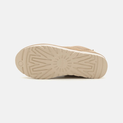 UGG Lowmel Lo Mustard Seed baskets homme et femme en daim et textile recyclé moutarde, vue arrière