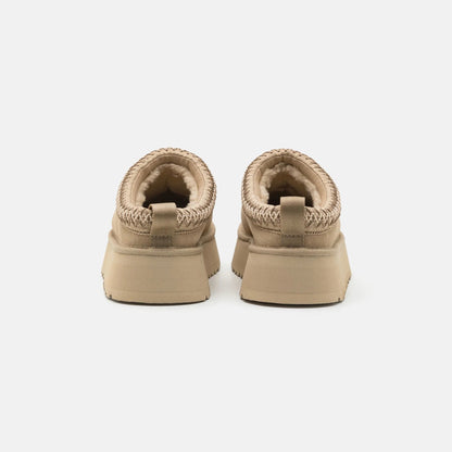 UGG Tazz Mustard Seed chaussons à plateforme femme en daim et peau de mouton moutarde, détail semelle