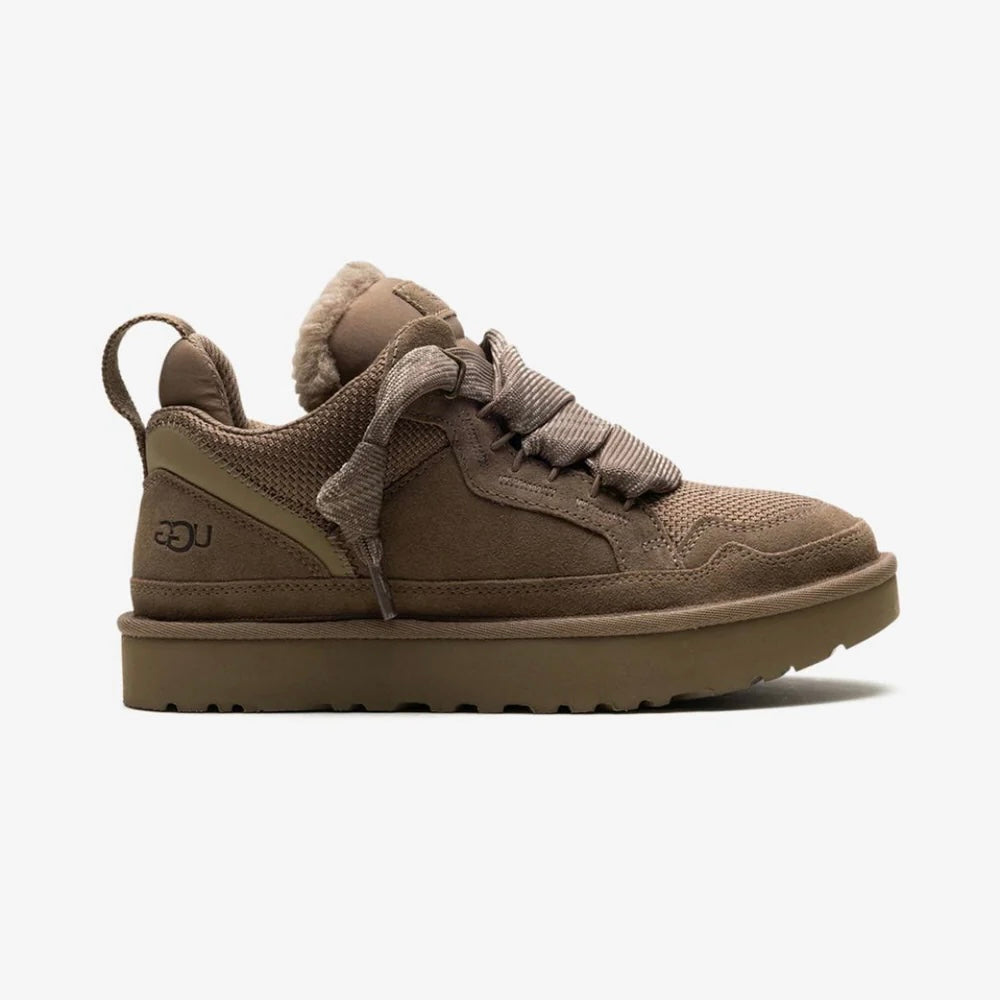 UGG Lowmel Hickory baskets femme en daim et textile recyclé marron hickory, vue de profil