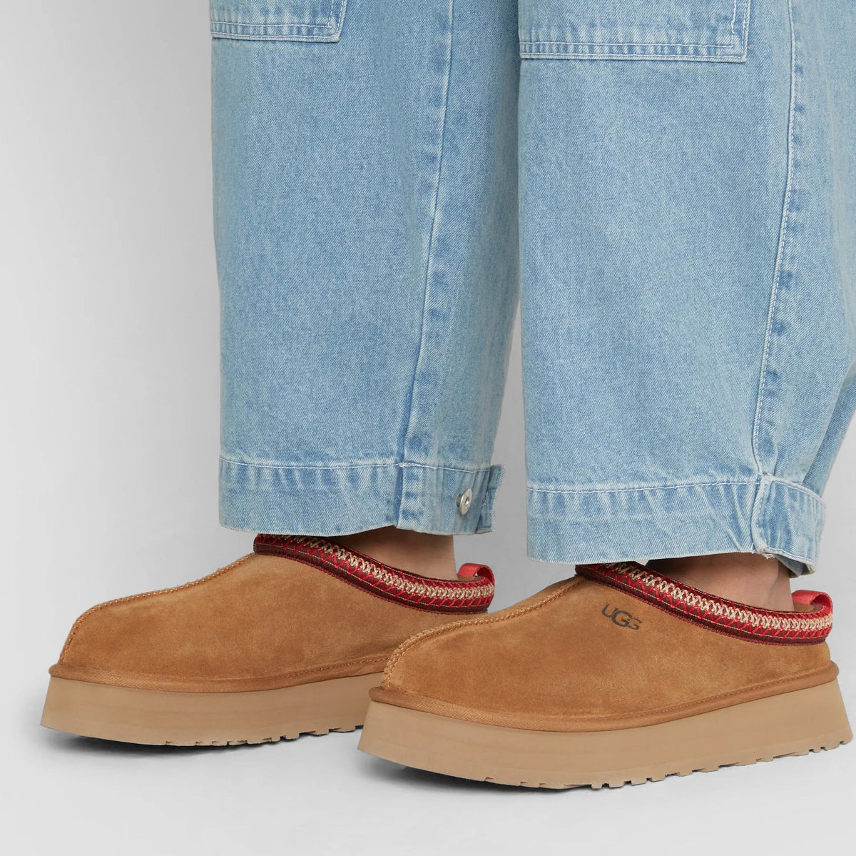 UGG Tazz Chestnut chaussons à plateforme femme en daim et peau de mouton marron chestnut, vue de dessus
