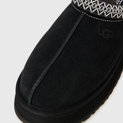 UGG Tazz II Black chaussons à plateforme femme en daim et peau de mouton noir, vue de dessus
