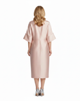 Robe Femme Midi Satinée – Manches Chauve-Souris & Drapé Bijou à la Taille