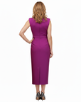 Robe Midi Femme Col V Froncée – Détail Nœud Drapé