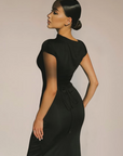 Robe Maxi Femme Encolure Asymétrique – Dos à Lacets Coupe Slim
