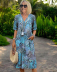 Robe midi bohème femme légère – col V coupe décontractée