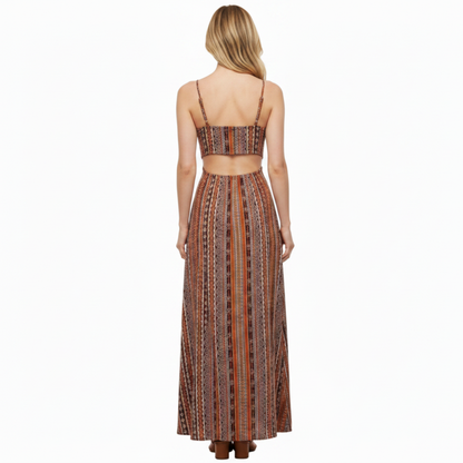 Robe Longue Femme Smockée – Bretelles Fines & Double Fente Cuisse