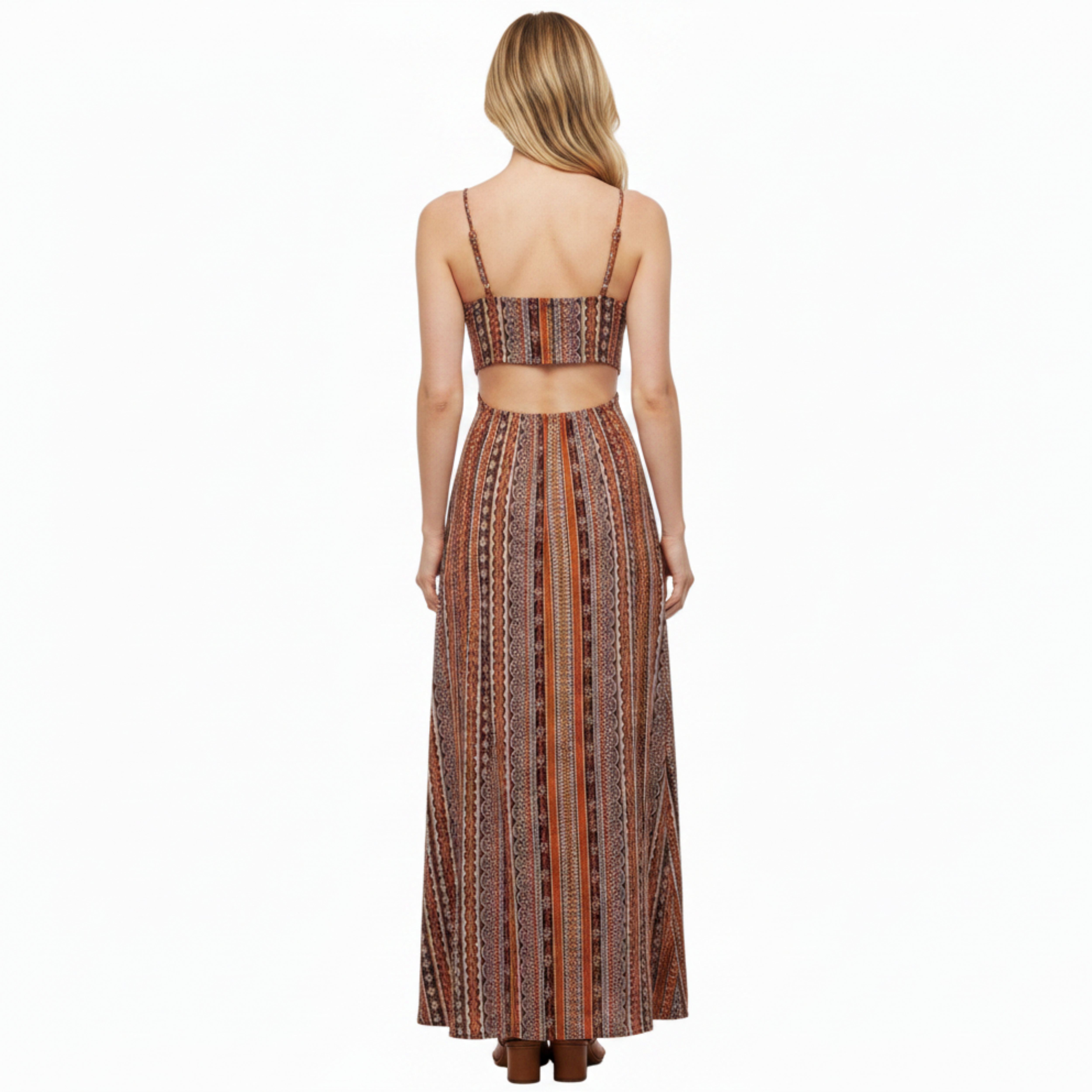 Robe Longue Femme Smockée – Bretelles Fines &amp; Double Fente Cuisse