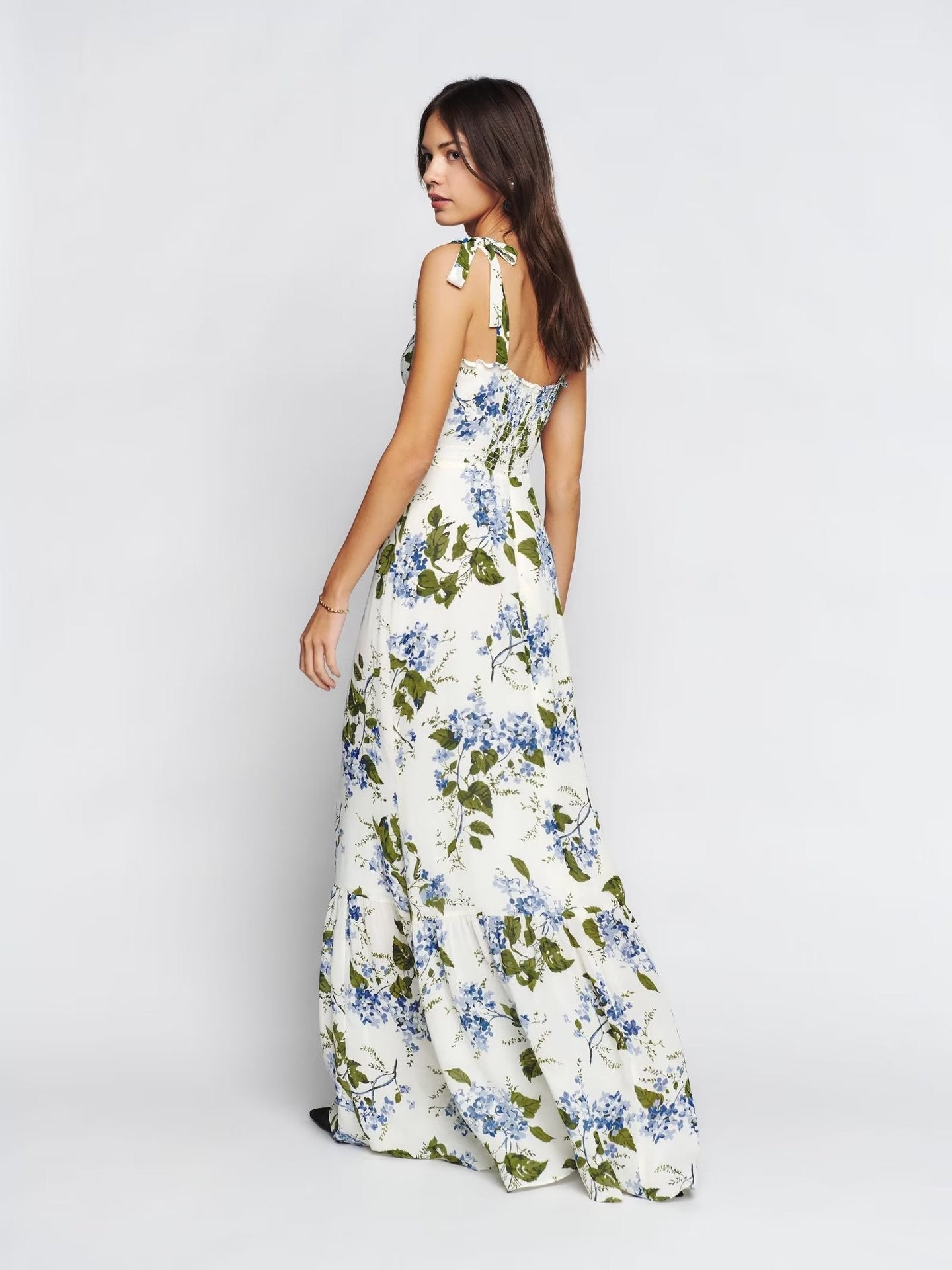 Robe Longue Fleurie Femme – Légère Lacets Coupe Ajustée