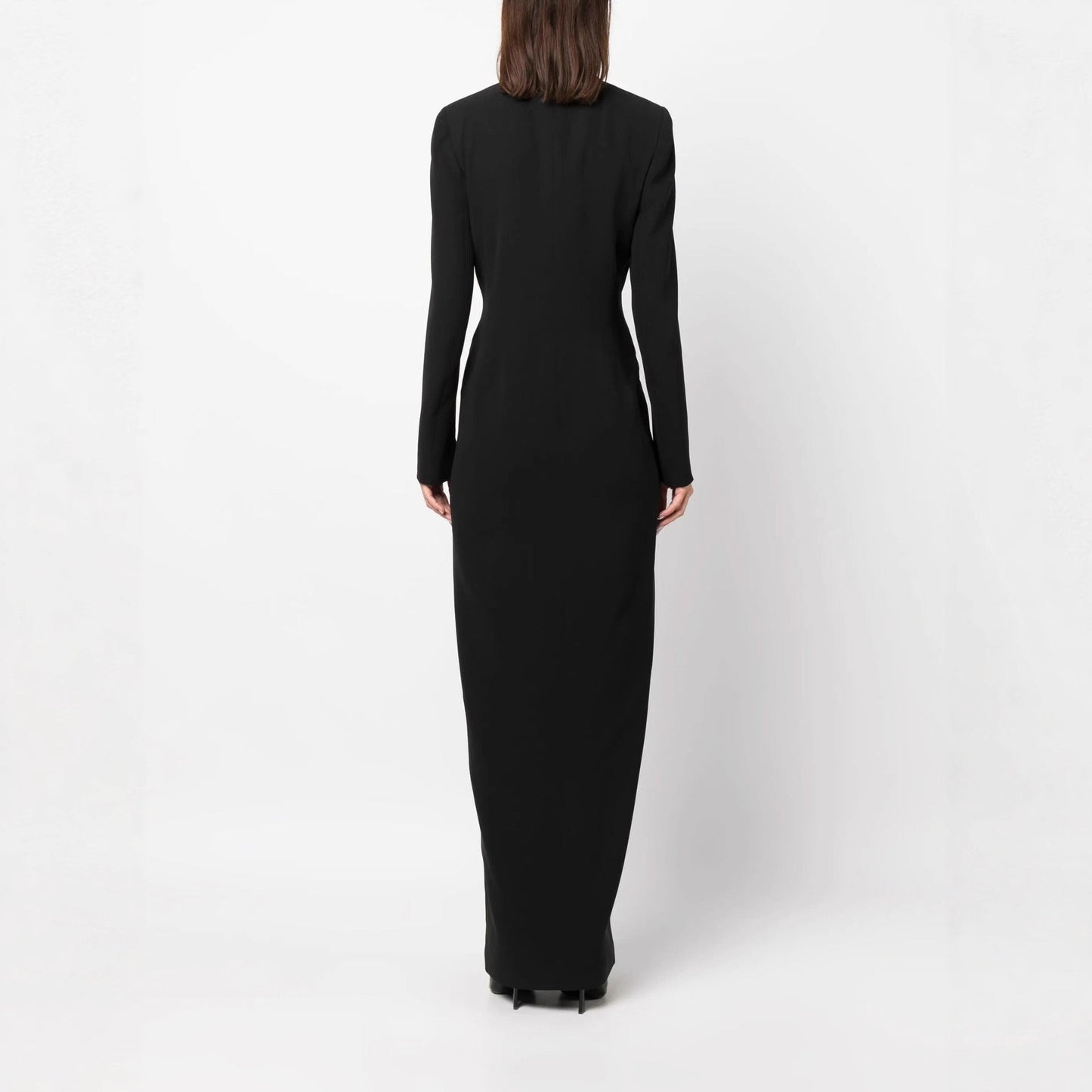Robe Longue Femme Style Blazer – Col Cranté Croisé Coupe Colonne