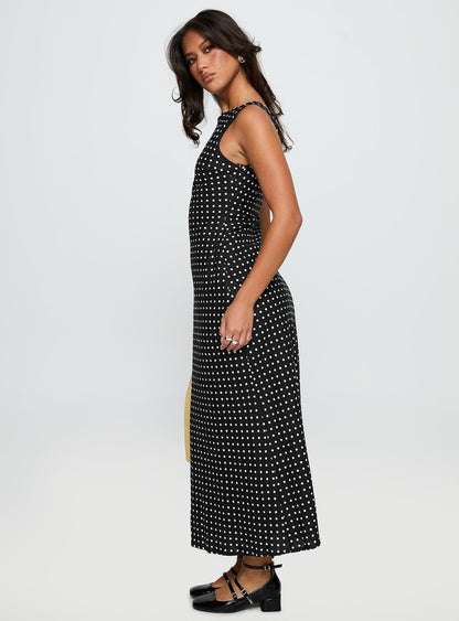 Robe Midi Femme Sans Manches à Pois – Encolure Ronde Silhouette Fluide