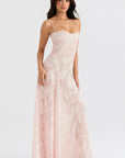 Robe longue à fines bretelles femme – coupe ajustée ourlet évasé
