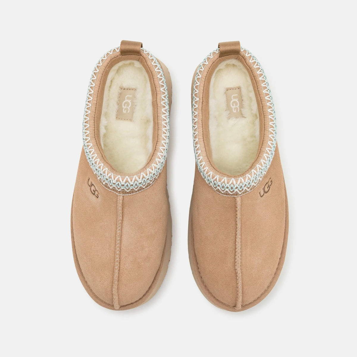UGG Tazz Sand chaussons à plateforme femme en daim et peau de mouton beige sable, détail intérieur