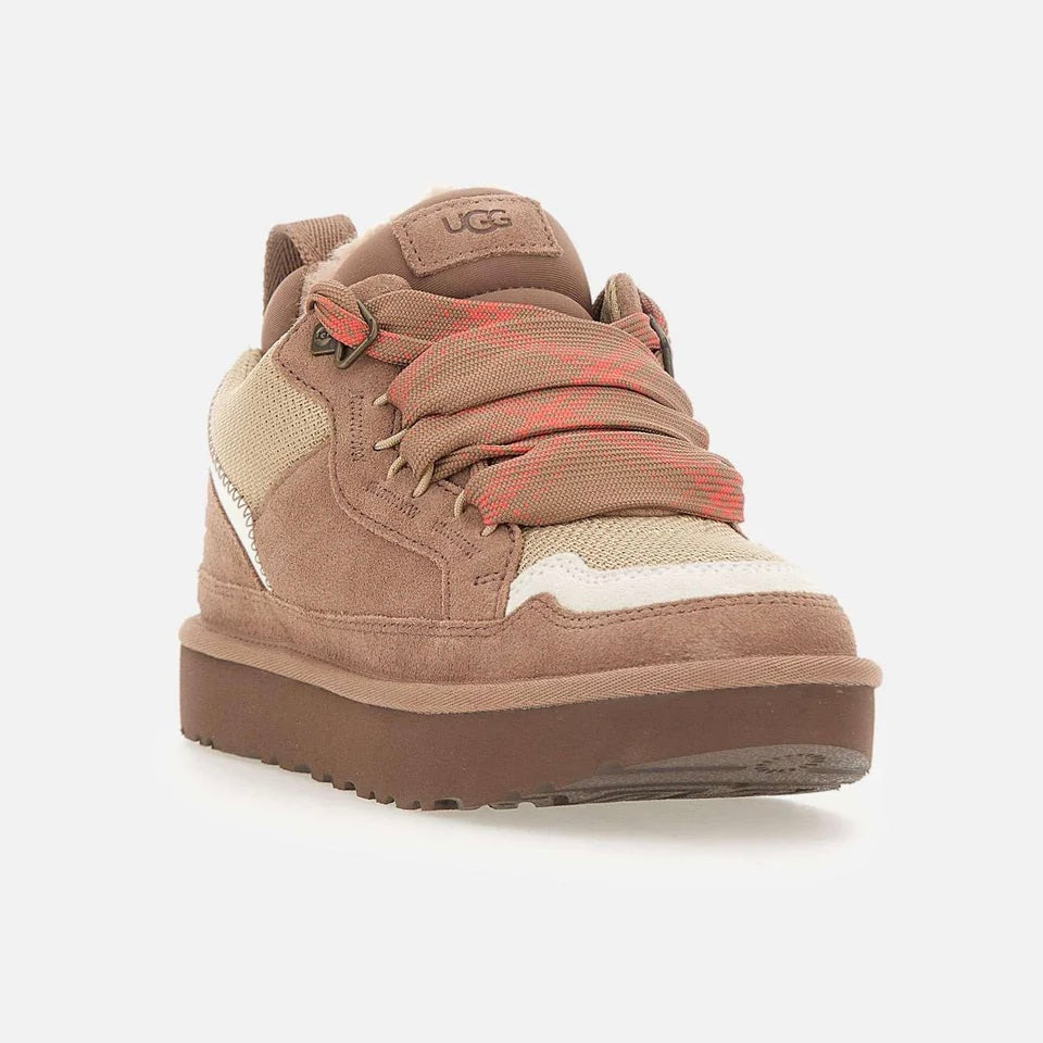 UGG Lowmel Rocky Oak baskets femme en daim et textile recyclé marron chêne, vue de face