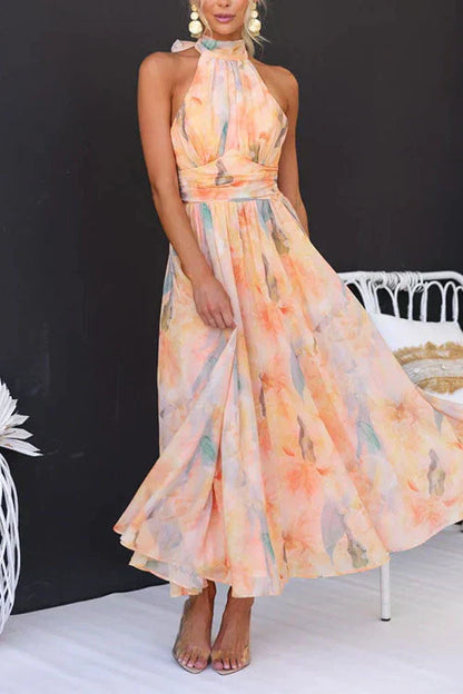Robe Longue Femme – Col Halter & Dos Ouvert