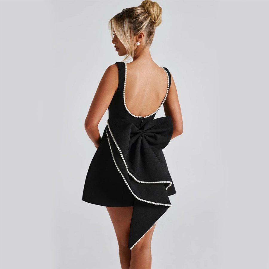 Robe Mini Femme en tissu léger, dos nu, coupe confortable – Menvelo
