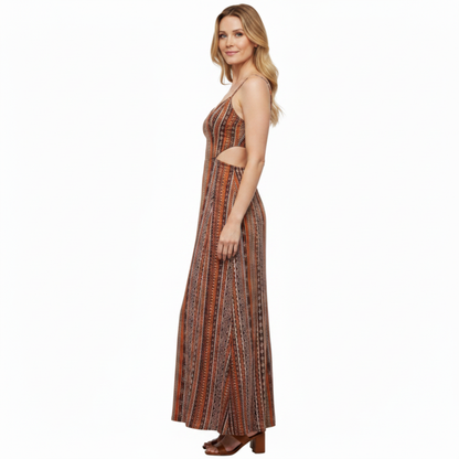 Robe Longue Femme Smockée – Bretelles Fines & Double Fente Cuisse