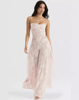 Robe Longue Femme Chiffon – Dos Nu Lacets Coupe Ajustée