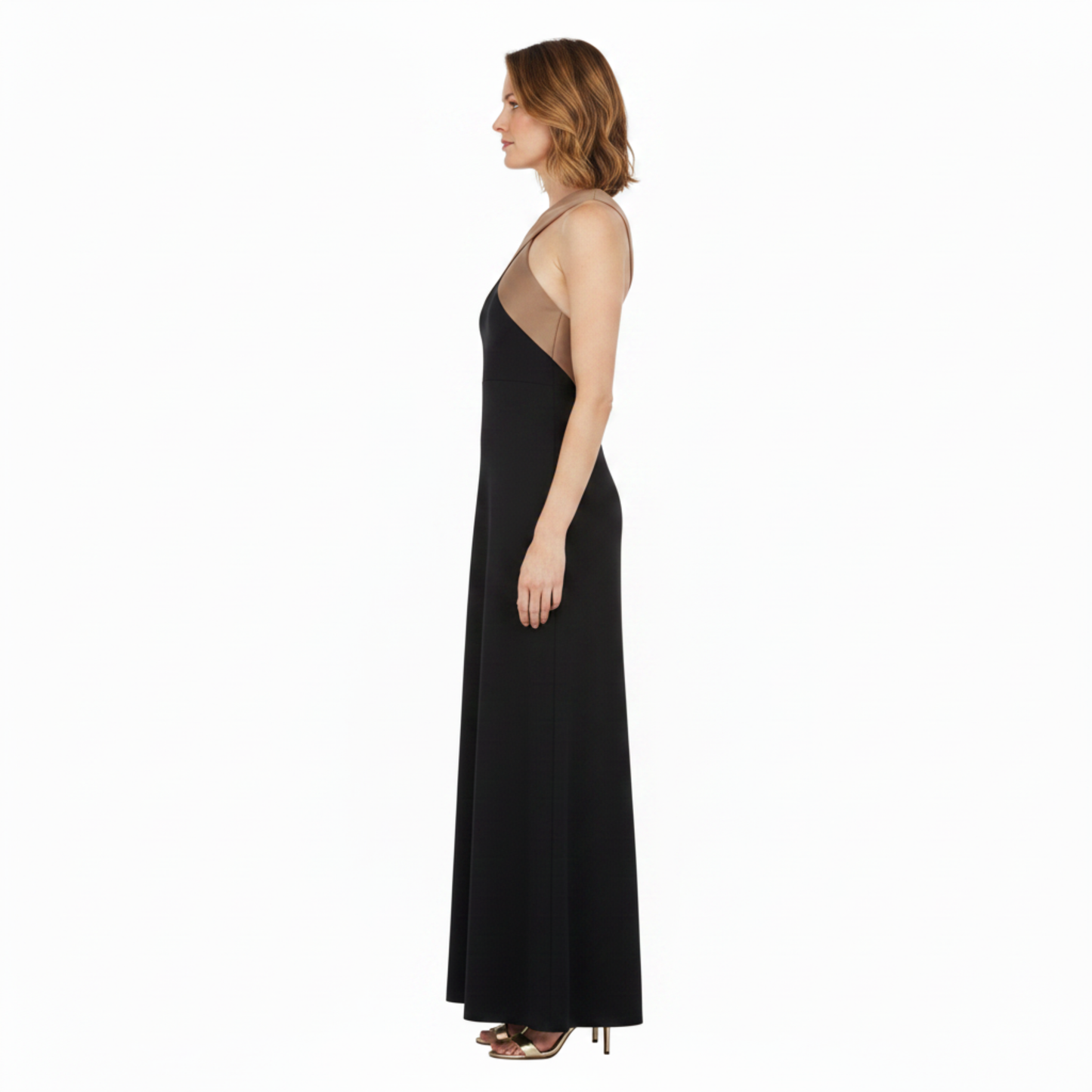 Robe Longue Femme – Encolure Halter Croisée et Silhouette Fluide