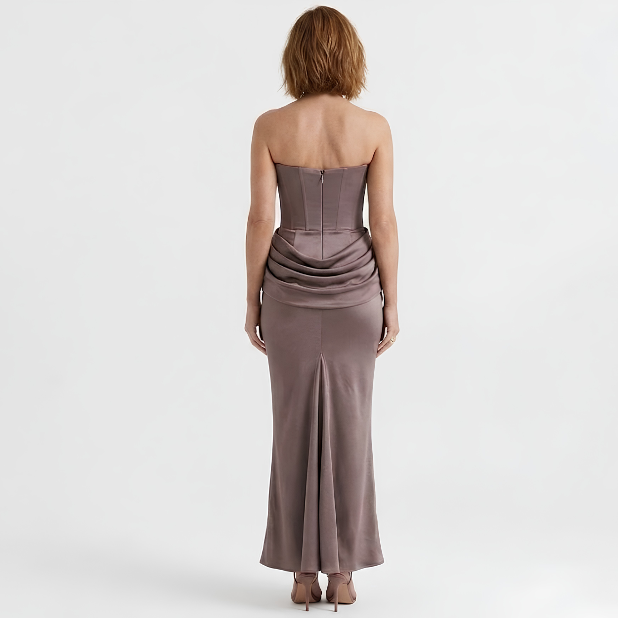 Robe Longue Femme Bustier Moulante – Fronces Structurées