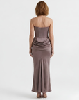 Robe Longue Femme Bustier Moulante – Fronces Structurées