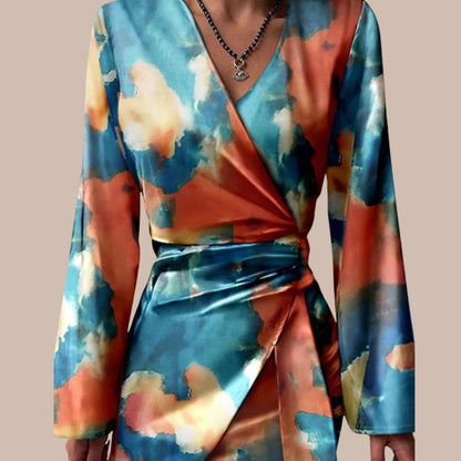Robe Midi Femme en tissu léger, manches longues, coupe confortable – Menvelo