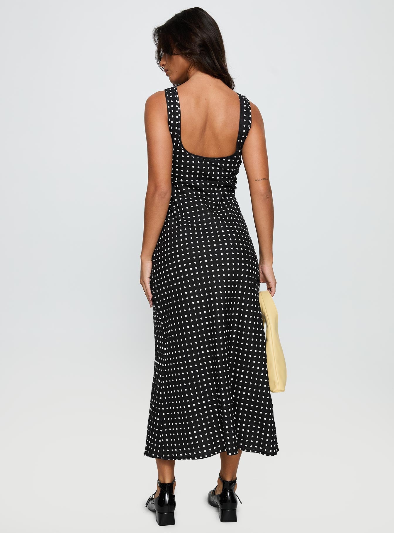 Robe Midi Femme Sans Manches à Pois – Encolure Ronde Silhouette Fluide