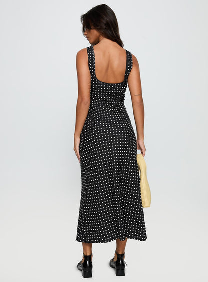 Robe Midi Femme Sans Manches à Pois – Encolure Ronde Silhouette Fluide