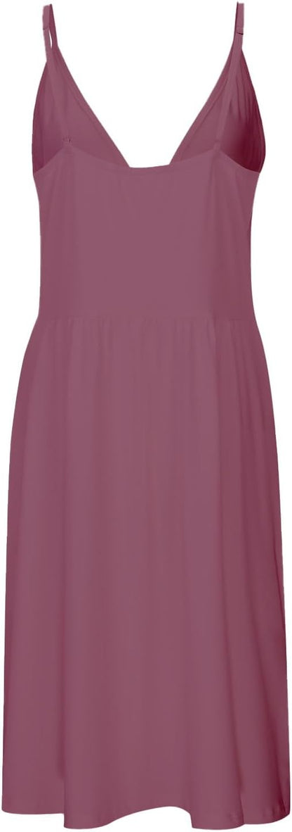 Chloe Robe Femme – Robe Satin Mini Col V Bretelles Fines Poches Élégante Soirée