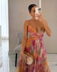 Robe maxi femme en mesh floral – Buste ajusté jupe fluide
