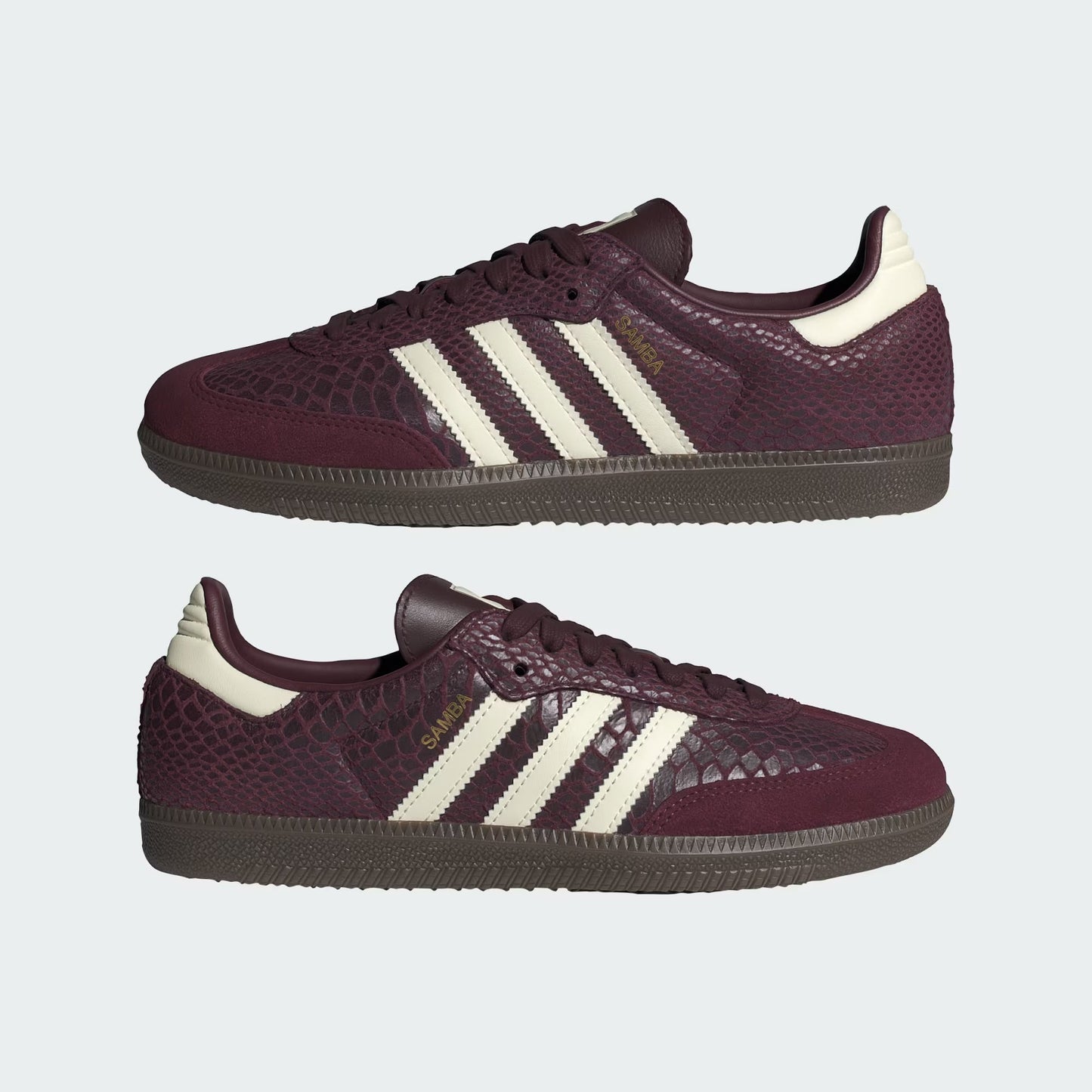 Sneakers basses Adidas Samba snakeskin maroon cream white unisexe