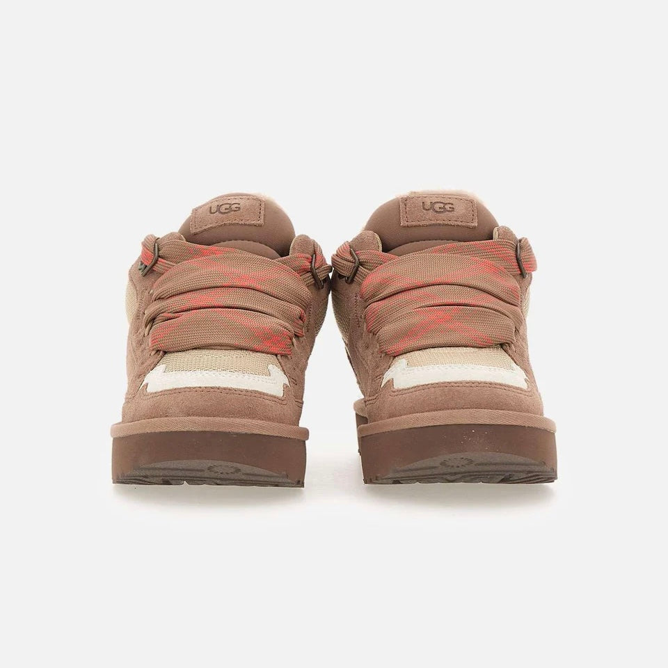 UGG Lowmel Rocky Oak baskets femme en daim et textile recyclé marron chêne, détail intérieur