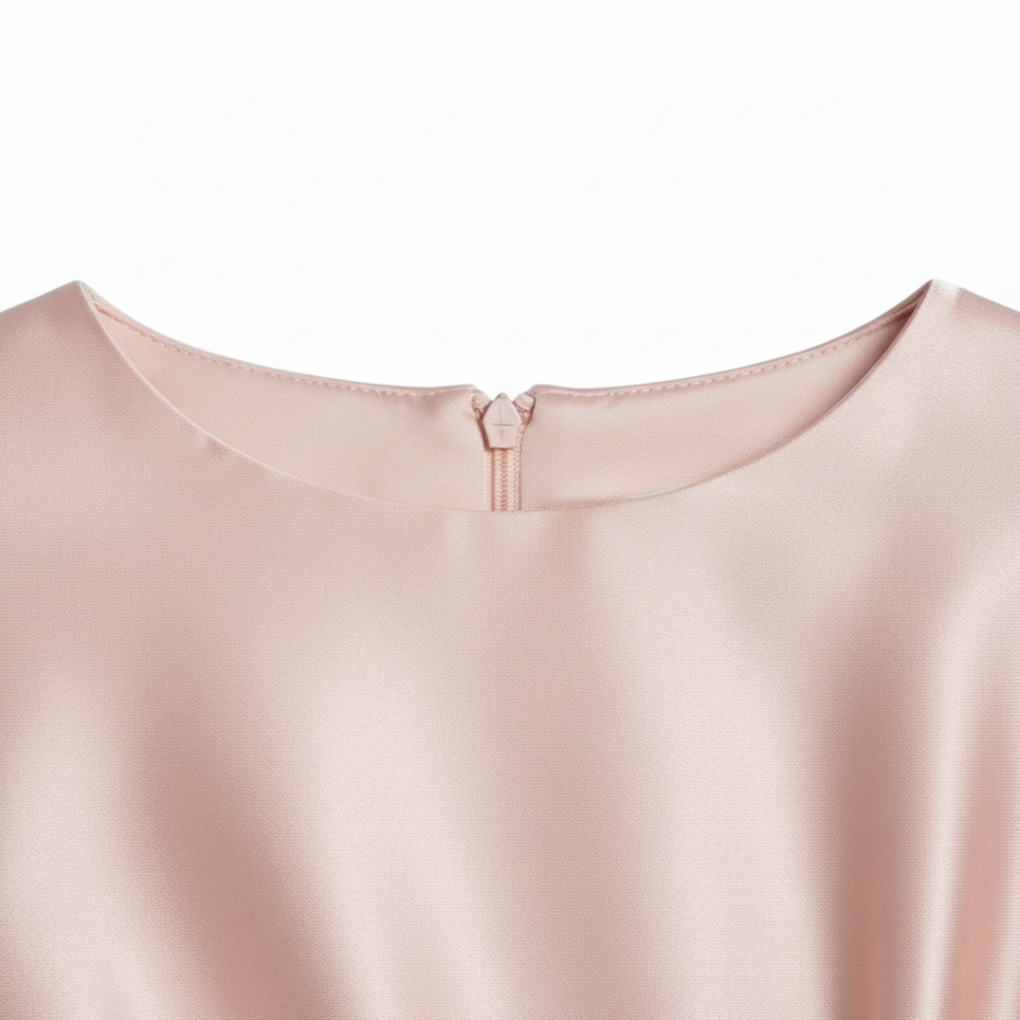 Robe Femme Midi Satinée – Manches Chauve-Souris & Drapé Bijou à la Taille