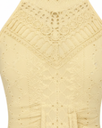 Robe Midi en Dentelle pour Femme – Col Halter avec Fente Frontale