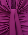 Robe Midi Femme Col V Froncée – Détail Nœud Drapé