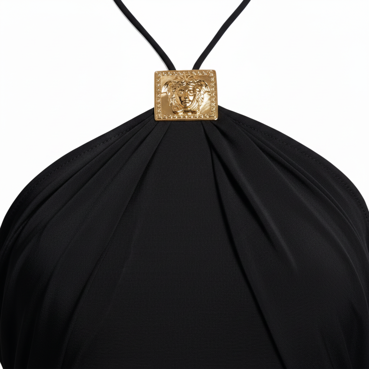 Robe Longue Femme Dos Nu Col Licou – Détail Anneau Métallique à la Taille