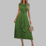 Robe Femme Mi-Longue Sans Manches – Col Rond et Ceinture Nouée