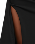 Robe Longue Femme Bustier sans Bretelles – Froncée avec Fente Haute