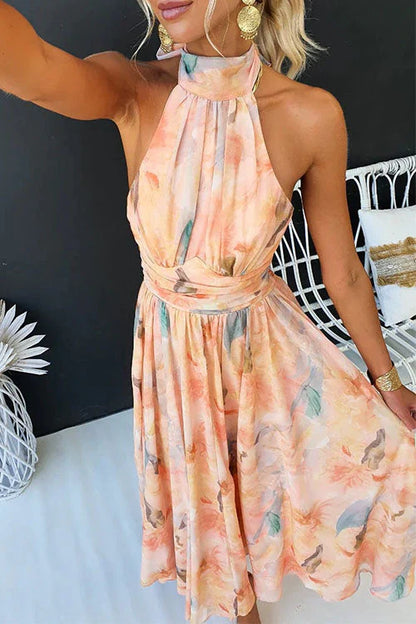 Robe Longue Femme – Col Halter & Dos Ouvert