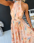 Robe Longue Femme – Col Halter & Dos Ouvert