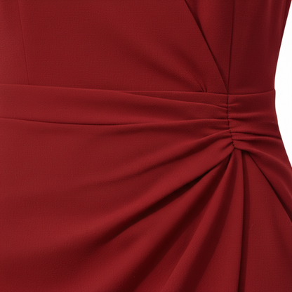Robe Cocktail Femme – Silhouette Drapée & Taille Froncée