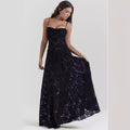 Robe Longue Femme Chiffon – Dos Nu Lacets Coupe Ajustée